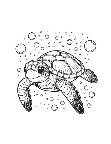 Baby Turtle Drawing, How To Draw A Sea Turtle, Turtle Mandala Tattoo, Sea Turtles Drawing, Cute Sea Turtle Drawing, Sea Turtle Outline, Sea Turtle Sketch, Sea Life Coloring Pages, Drawing To Print