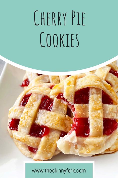 Cherry Pie Filling Cookies, Cherry Pie Cookies Recipes, Mini Cherry Cream Cheese Pies, Mini Cherry Pie Recipe, Cherry Pie Cookie Cups, Cherry Pie Stuffed Cookies, Mini Cherry Hand Pies, Cherry Pie Crust, Healthy Cherry Pie