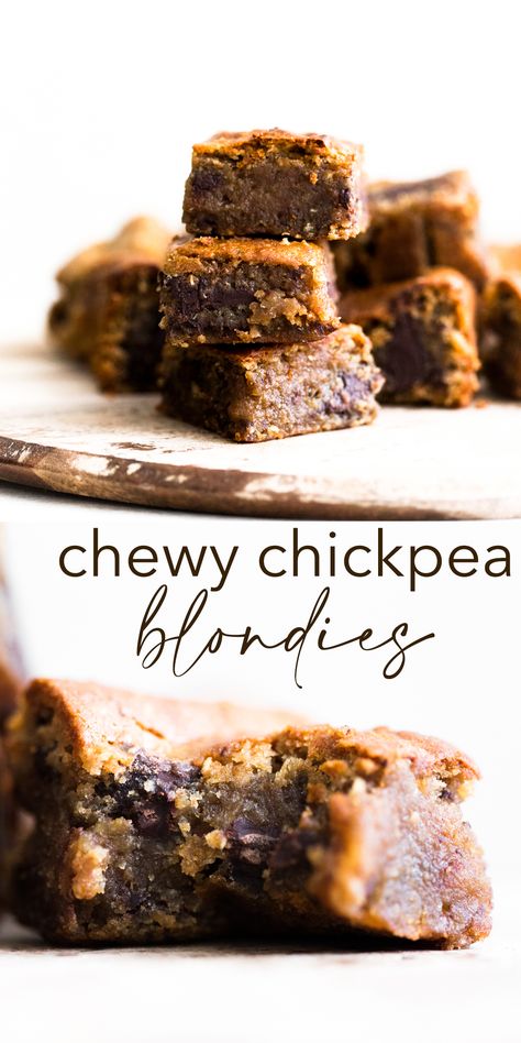 Chickpea Blondies, Homemade Snickers, Vegan Chickpea, Easy No Bake Desserts, Vegan Kitchen, Garbanzo Beans, Vegan Dessert Recipes, Vegan Treats, Vegan Sweets