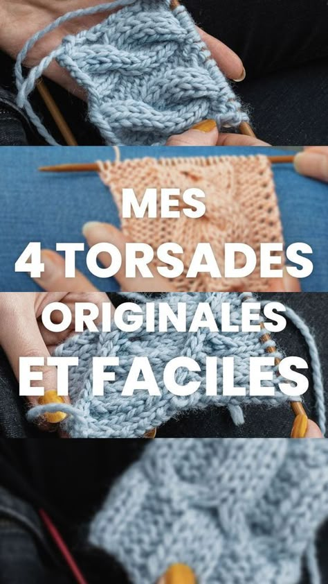 Tu souhaites tricoter des torsades originales et faciles ? C'est parfois difficile de trouver des torsades qui sortent de l'ordinaire. 🥨 Dans ce tuto tricot vidéo, je te propose de tricoter 4 torsades faciles et qui vont te changer de la traditionnelle torsade croisée à gauche ou torsade croisée à droite ! 🤩 Crochet Techniques, Free Knitting, Knit Patterns, Crochet Hats, Bible, Couture, Sewing, Knitting, Crochet