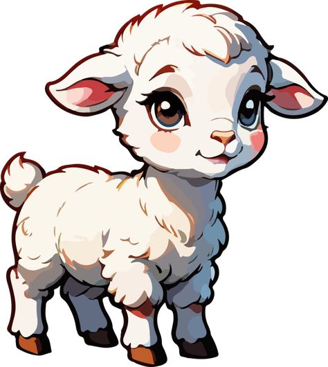 Lamb Character, Lamb Cartoon Drawing, Cute Lamb Art, Cute Lamb Illustration, Lamb Silhouette Clip Art, Cute Lamb, Bullet Journal School, Free Hand Drawing, Cartoons Png