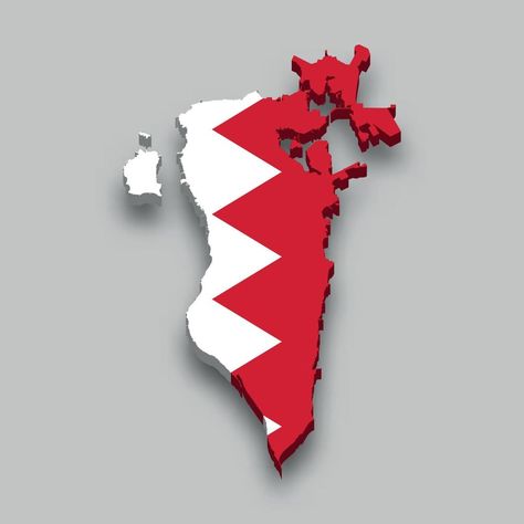 3d isometric Map of Bahrain with national flag. Bahrain Map, Bahrain Flag, Egypt Flag, Kingdom Of Bahrain, Isometric Map, 3d Isometric, Flag Art, Flag Bunting, National Flag