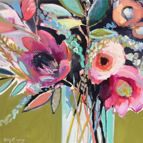 Erin Gregory Paintings, Erin Gregory Art, Erin Gregory, Acrylic Painting Inspiration, Abstract Flower Art, Flowers In A Vase, Abstract Floral Paintings, Abstract Floral Art, Abstract Flower Painting