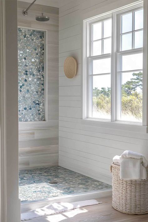 sea glass tiled shower