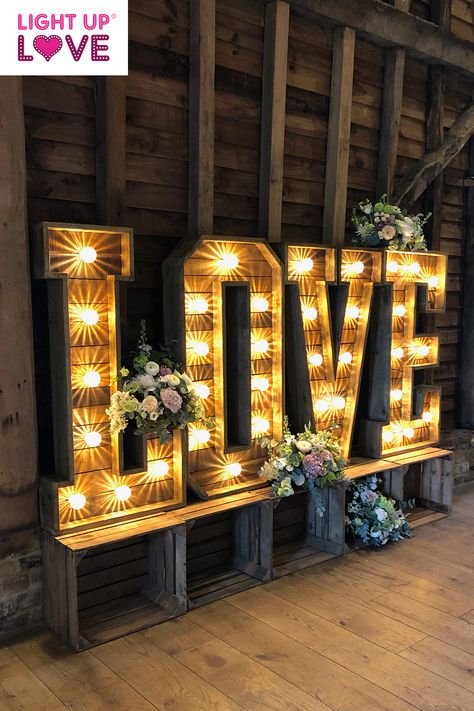 Diy Light Up Letters, Light Letters Diy, Something Borrowed Wedding, Seating Chart Display, Wedding Seating Chart Display, Party Rental Ideas, Diy Marquee Letters, Rustic Love, Letters Diy