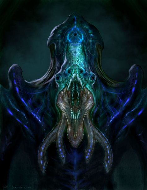 131203_JP_Biolumi Alien Monster, Concept Art World, Cthulhu Mythos, Monster Characters, Creature Artwork, Alien Design, Cosmic Horror, Aliens And Ufos, Concept Artist