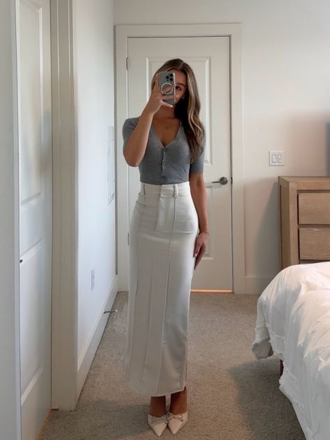 ROWAN BONE MIDI SKIRT curated on LTK Corporate Girl, College Outfit, Fit Check, How To Look Classy, College Outfits, Work Outfit, Midi Skirt, Work Wear, Nordstrom