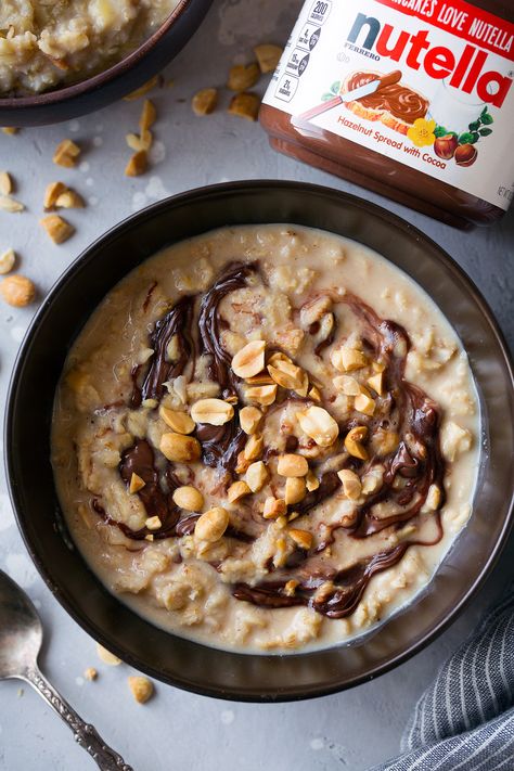 Nutella Oatmeal, Oatmeal Granola, Pumpkin Pie Oatmeal, Healthy Oatmeal Recipes, Peanut Butter Nutella, Homemade Oatmeal, Chocolate Oatmeal, Peanut Butter Oatmeal, Healthy Oatmeal