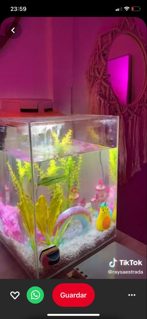 Aesthetic fish tank , indie fish tank , pecera indie , pecera aesthetic Pink Aquarium Aesthetic, Pink Betta Fish Tank, Aesthetic Fish Tank Ideas Pink, Pink Fish Tank Aesthetic, Pastel Fish Tank, Girly Fish Tank Ideas, Pink Fish Tank Ideas, Preppy Fish Tank, Cute Fish Tank Ideas Aesthetic