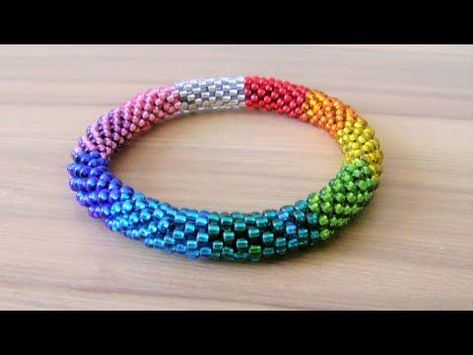 Round Seed Bead Bracelet Diy, Crochet Beaded Rope Patterns Free, Rope Bead Bracelet, Cord And Bead Bracelets, Beaded Rope Tutorial, Seed Bead Patterns Free Bracelets, Rope Bracelets Tutorial, Seed Bead Rope, Rope Bracelets Diy