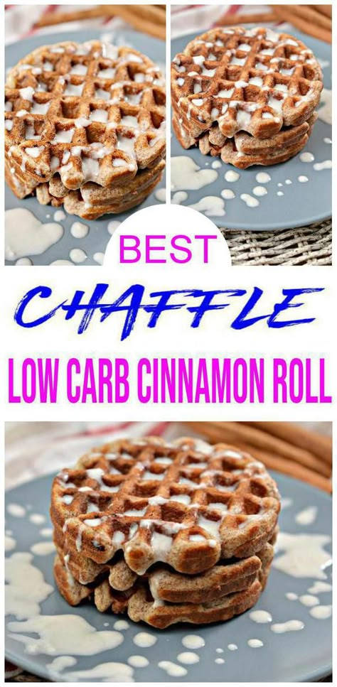 3 low carb cinnamon roll chaffle stacked on blue plate with icing drizzle on top Keto Cinnamon Roll Waffles, Keto Cinnamon Roll Chaffles, Cinnamon Churro Chaffles, Zero Carb Cinnamon Twist, Cinnamon Chaffles Keto, Low Carb Make Ahead Dinners, Thm Chaffle Recipes, Sweet Chaffles Recipe Keto Easy, Chaffle Recipe Keto Easy With Almond Flour