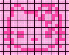 Small Hello Kitty Pixel Art, Crochet Pixel Pattern Hello Kitty, Square Pixel Pattern, Small Grid Pattern Crochet, 15x15 Pixel Art, Easy Grid Patterns, Y2k Pixel Art Grid, Barbie Grid Pattern, Tiny Alpha Pattern