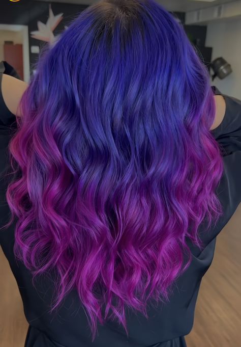 Blue Hair With Purple Tips, Blue Purple Pink Hair, Deep Violet Hair, Violet Vibes, Exotic Hair Color, Exotic Hair, Mermaid Hair Color, Hair Play, Purple Ombre Hair