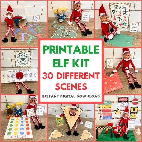 🔴WHAT IS IT?🔴 A complete, all-in-one 'Printable Elf Kit', which includes 30 different elf scenes to choose from. All scenes have been carefully planned and tested, and are certain to bring lots of fun, laughter and magic to your child's Christmas this year.  For each scene, you will receive a set of instructions and the associated printable props, which includes an elf note from your elf. This bundle also includes three bonus documents: a page of blank elf notes, an elf antics calendar and elf Elf On The Shelf Kit Ideas To Sell, Diy Elf On The Shelf Kit, Diy Elf Kit, Diy Elf Props, Elf On The Shelf Kits To Sell, Elf Kit Ideas, Elf On The Shelf Advent Calendar Ideas, Elf On The Shelf Pattern, Elf Countdown