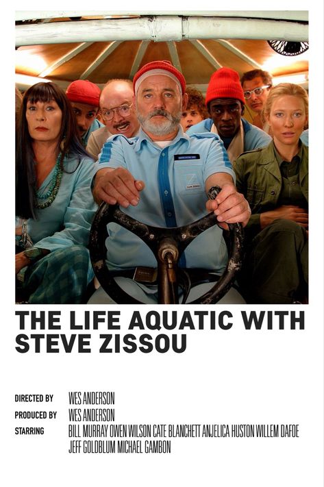 The Life Aquatic With Steve Zissou Minimal Polaroid Movie Poster Wes Anderson Movies Posters, The Darjeeling Limited, Life Aquatic With Steve Zissou, Wes Anderson Aesthetic, Polaroid Movie Poster, Darjeeling Limited, The Life Aquatic, Steve Zissou, Polaroid Posters