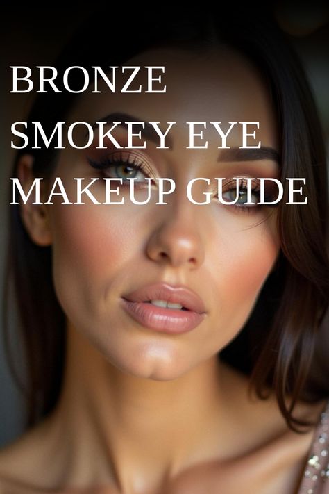 Bronze Smokey Eye Makeup Guide Eye Makeup Night Out, Makeup For Dark Hair, Bronze Smokey Eye Makeup, Eye Makeup Guide, Seasonal Makeup, Bronze Smokey Eye, Smokey Eye Look, Gold Smokey Eye, Blue Smokey Eye