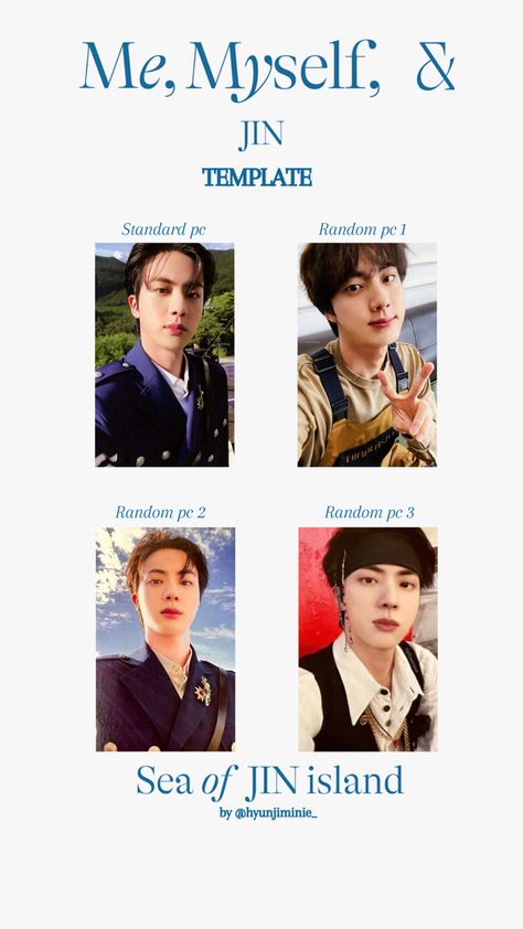 Sea Of Jin Island, Me Myself And Jin, Photocards Template, Photocards Bts, Bts Photocard, Pc Template, Photocard Template, Bts Merch, Bts Jin