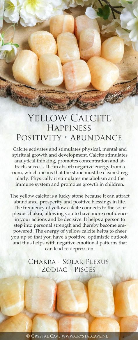 Yellow Calcite Crystal Meaning, Yellow Calcite Meaning, Calcite Jewelry, Esoteric Jewelry, Virgo Scorpio, Chakras Healing, Crystal Healing Chart, Crystal Yellow, Crystal Cave