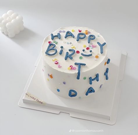 Bento Cake Design Aesthetic, Simple Birthday Cake For Boys, Korean Cake Design, Birthday Cake Korean, Korean Birthday Cake, Cake Hbd, 25th Birthday Cake, Small Birthday Cakes, 25th Birthday Cakes