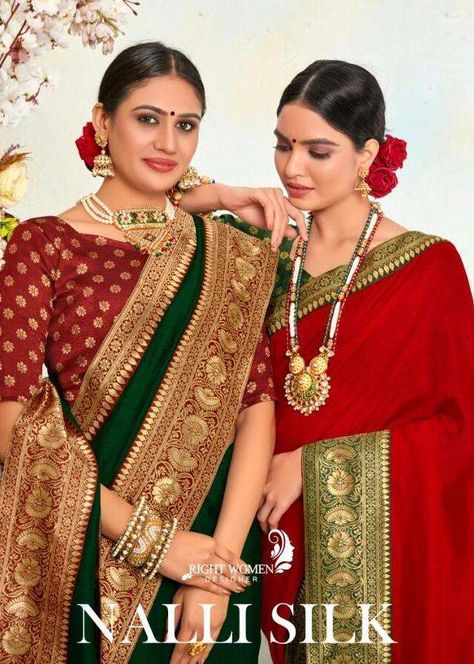 Right Women Nalli Silk Fancy Sarees Collection Online From Fashion GoGirls At Wholesale Price. Nalli Silk Sarees, Nalli Silks, Sarees With Price, Silk Sarees With Price, Fancy Print, Jacquard Blouse, Beautiful Sarees, Brocade Blouses, Sarees Collection