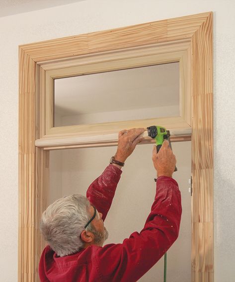 Build a Transom Above a Stock Door - Fine Homebuilding Window Above Door, Fine Homebuilding, Garage Shelves, Garage Door Insulation, Craftsman Door, Diy Garage Door, Custom Doors, Shelves Diy, Diy Garage Shelves