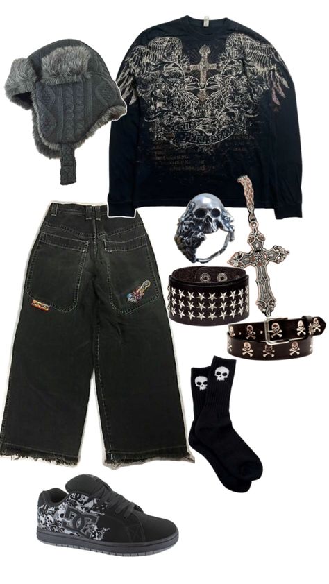 drain gang affliction y2k grunge outfit fit jnco 2000s Alt Fashion, Emo Style Outfits, Y2k Grunge Outfits, Affliction Clothing, Comic Clothes, Geeky Clothes, Silly Clothes, Drain Gang, Grunge Outfit