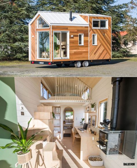 Bois Perdus Tiny House is Home Office on Wheels With Sleeping Loft Office On Wheels, Tiny House Mobile, Lost Woods, Tiny Home On Wheels, House Dream, Best Tiny House, Home On Wheels, Sleeping Loft, Tiny House Interior