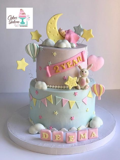 2 Floor Cake Design, Floor Cake Design, Fondant Cakes Birthday, 1st Birthday Girl Decorations, Baby Shower Cakes For Boys, Fondant Baby, Cake Fondant, Bunny Cake, Cake Designs Birthday