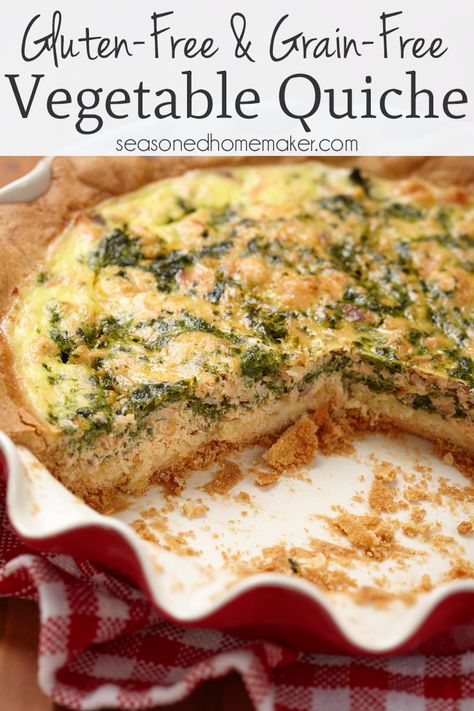 Gluten-Free, Grain-Free Vegetable Quiche with an almond flour crust. This is perfect for a Paleo Diet, Gluten-Free Diet, and can be adapted for Whole 30. And, it’s delicious. Gluten Free Quiche Recipes, Vegetable Quiche Recipes, Gluten Free Quiche, Almond Flour Crust, Bad Carbohydrates, Vegetable Quiche, Diy Easy Recipes, Quiche Recipe, Delicious Gluten Free Recipes