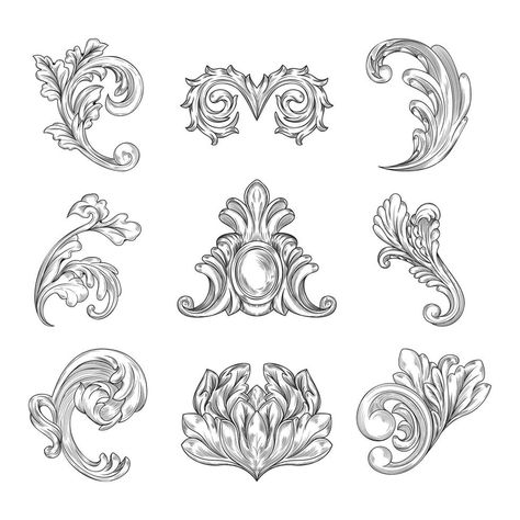 Victorian Ornaments, Baroque Ornament, Chique Outfits, Victorian Design, Jewelry Design Ideas, Ornament Set, Rococo, Designs To Draw, The Vintage