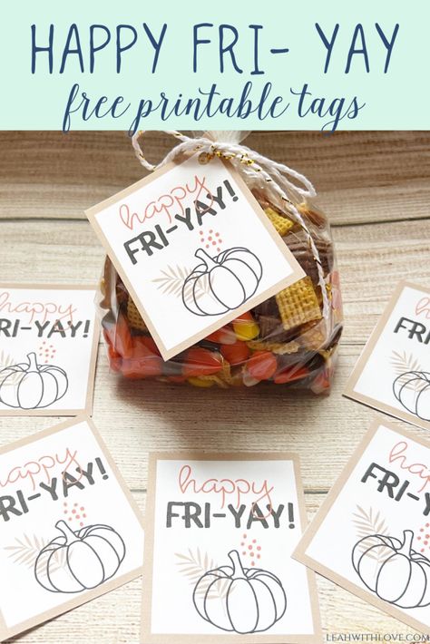 Homemade Chex Mix, Fall Gift Baskets, Cake In A Cone, Happy Fri-yay, Teacher Treats, Fri Yay, Apple Gifts, Free Printable Tags, Free Printable Gifts