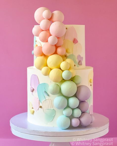 Rainbow Cake Ideas, Pastel Rainbow Cake, Whimsical Cake, Birthday Cake Decorating Ideas, Pastel Baby Shower, Pastel Birthday, Easter Bunny Cake, Rainbow Birthday Cake, Pastel Cakes