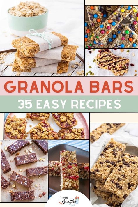 Make easy and delicious granola bar recipes at home using simple ingredients for healthier and budget-friendly options. These "better-for-you" granola bar recipes include dietary (gluten-intolerance, dairy-free, nut-free), no-bake and healthy ingredient substitutions for the perfect lunchbox, snack or after-school treat. Less expensive than store bought with lower sugar and basic pantry ingredients to make ahead these handy recipes in a helpful roundup for the upcoming back to school year. Made Good Granola Bar Recipes, Fruit And Nut Granola Bars, Organic Granola Bars Recipe, Recipes With Granola In It, Homemade Mr Goodbar, Healthy Bar Recipes, How To Make Granola Bars, Protein Granola Bars Homemade, Nutrigrain Bar Recipe