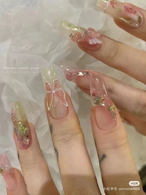 Fairy Wing Nails, Nail Art Designs Butterfly, Nail Art Glamour, Fairy Nail Art, Butterfly Nail Designs, Hello Nails, Blush Nails, Pretty Gel Nails, Really Cute Nails