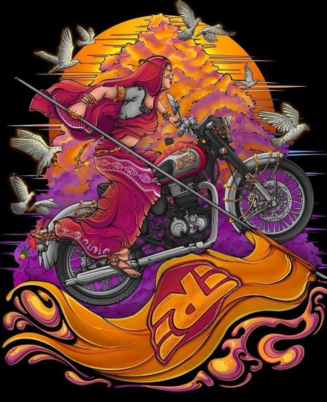 Royal Enfield Illustration Art, Royal Enfield Painting, Royal Enfield Illustration, Royal Enfield Wallpapers, Motorcycle Artwork, Royal Enfield, Shirt Print, Tshirt Print, Illustration Art