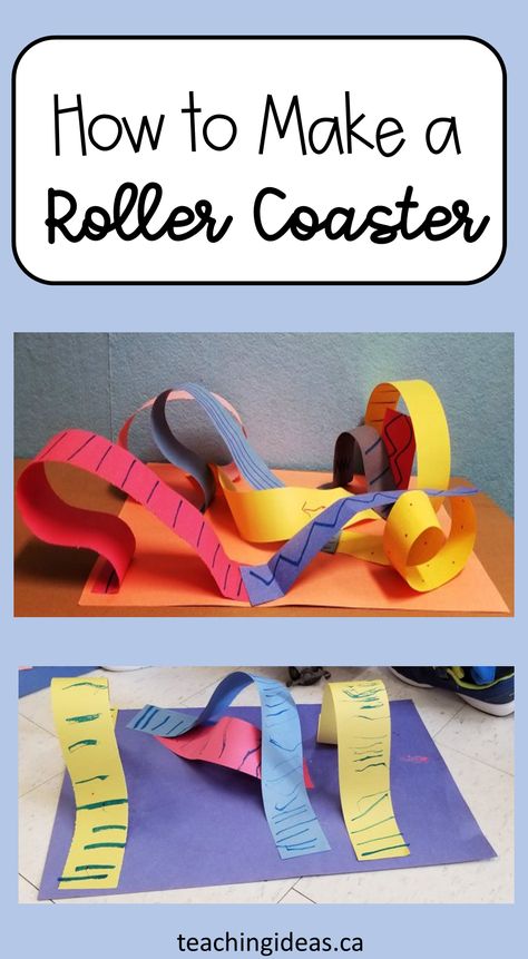 Construction Paper Roller Coaster, Amusement Park Craft, Amusement Park Crafts For Kids, Roller Coaster Craft, Fair Activities For Kids, Stem Crafts For Kids, Roller Coaster Party, Robot Workshop, Kid Roller Coaster