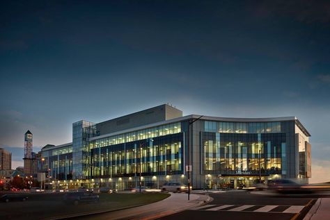 A beautiful shot of Sheridan HMC campus at dusk. Sheridan College, Oakville Ontario, Cover Photo, Beautiful Space, New Photo, Cover Photos, Ontario, Street View, House Styles