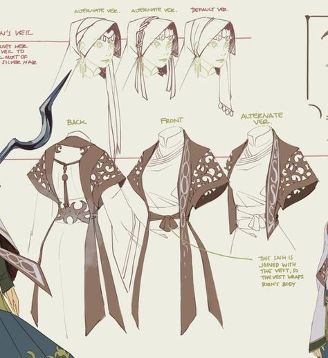 Character Design Accessories, Elf Hairstyles Drawing, Fantasy Clothing Drawing, Oc Poses Reference, Mage Pose, Outfit Concept Art, Fantasy Clothes, Clothing Design Sketches, Fantasy Costumes