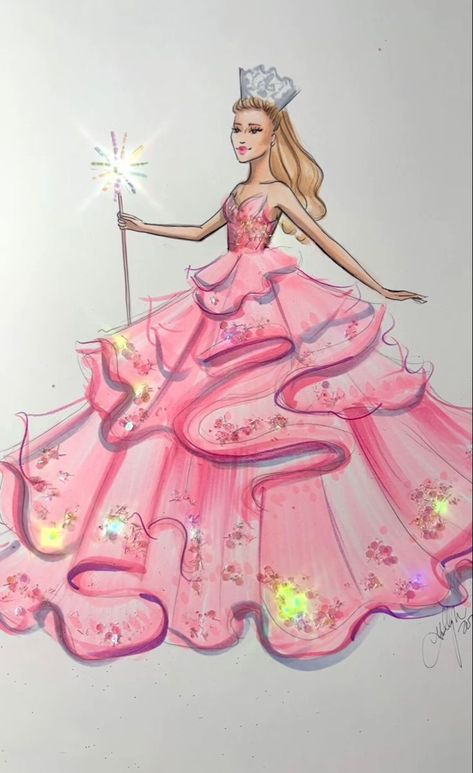 Glenda The Good Witch, Broadway Costumes, Glinda The Good, Wicked Musical, Glinda The Good Witch, Fairy Artwork, Musical Art, The Good Witch, Fashion Illustration Sketches