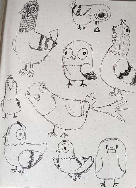 Pigeon Doodle Easy, Peigon Bird Drawing, Pigeon Simple Drawing, Pigions Drawings Cute, Pigeon Cartoon Drawing, Silly Pigeon Drawing, Funny Pigeon Drawing, Cute Pigeon Tattoo, Pigeons Drawings