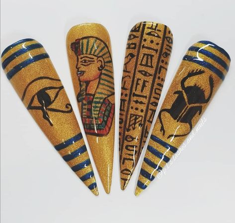 Egypt Nail Art, Egypt Inspired Nails, Cleopatra Nails Egypt, Egyptian Nails Designs, Egypt Nails Design, Cleopatra Nails, African Nail Art, Egyptian Nail Art, Egypt Nails