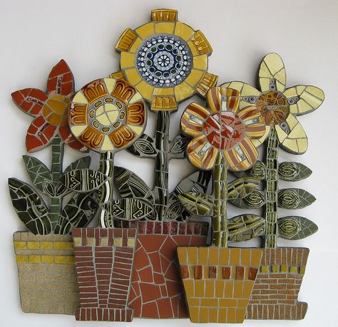 Can't get enough of this artists' gorgeous #mosaic tile creations... Blumes by Angela Ibbs Mosaics at BreezyB5 Leighton House, Mirror Mosaics, Flowers Mosaic, Mosaic Flower Pots, Mosaic Stained, Mosaic Madness, Mosaic Flowers, Mosaic Design, Mosaic Artwork