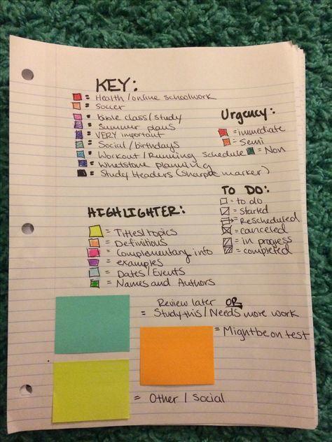 How To Keep Your Notes Organized, Highlighting Key For Notes, Color Coding Notes College, How To Organize Science Notes, Organizing Notes For Work, Organization Notebook, Note Taking Highlighting Key, Color Code Notes Key, Note Taking Color Coding