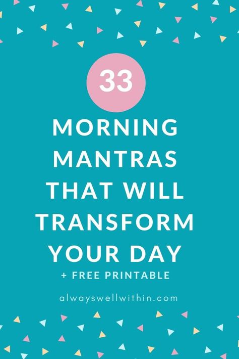 Start your morning in the best possible way by choosing a word or phrase, a "mantra," to guide your day. Your morning mantra will keep you tuned to your priorities - emotional, mental, or spiritual.  It can help you come back to yourself if you feel frazzled, unsure, or distracted.  Check out these 33 personal mantras I created for myself.  They work magic in my life. #positivemantra #affirmations #positiveaffirmation Come Back To Yourself, Morning Mantras, Deep Sleep Meditation, Back To Yourself, Personal Mantra, Morning Mantra, Meditation Exercises, Mantra Quotes, Positive Mantras