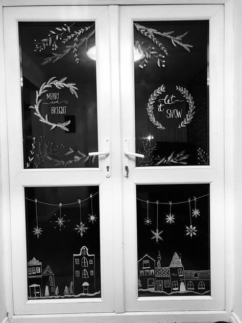 Christmas chalk marker ideas Christmas Window Chalk Pen, Liquid Chalk Markers Christmas Window, Chalk Marker Window Christmas, Chalk Pen Window Art Christmas Easy, Chalk Marker Christmas Window, Posca Pens Art Window Christmas, Chalk Pen Christmas Window, White Chalk Christmas Window, Christmas Chalk