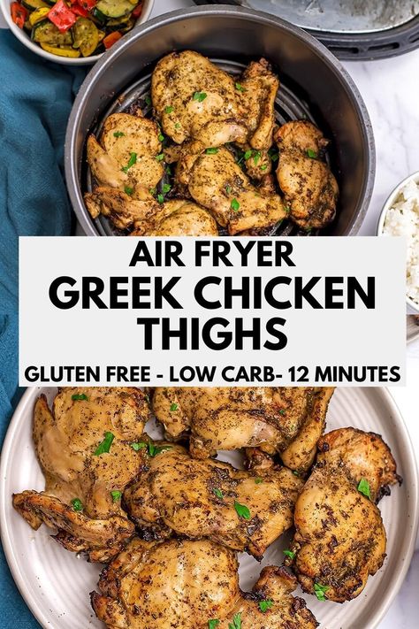 Air Fryer Greek Chicken, Chicken With Salad, Greek Chicken Thighs, Healthy Greek Chicken, Greek Style Chicken, Clean Eating Chicken Recipes, Chicken Thighs Dinner, Greek Chicken Recipes, Easy Whole 30 Recipes