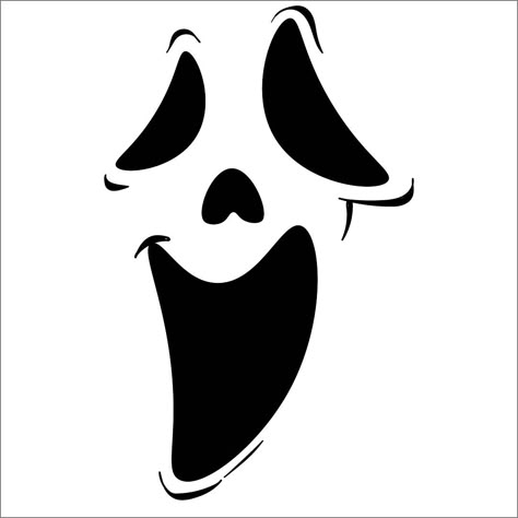 Happy Ghost Face Template Printable Pumkin Carving Ghost Face, Ghost Face Pumpkin Stencil, Ghost Faces Template Free Printable, Happy Ghost Face, Ghost Face Clipart, Halloween Faces Drawn, Ghost Face Pumpkin Carving Stencil, Ghost Face Printable, Scream Mask Pumpkin Carving