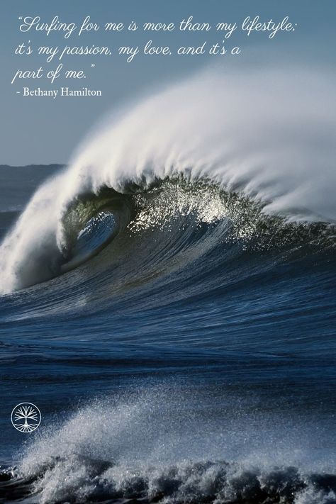 Surfing for me is more than my lifestyle; it’s my passion, my love, and it’s a part of me.” ~ Bethany Hamilton #Quotes #QuoteoftheDay #FridayFun #Friyay #SeaQuote #Surfing Bethany Hamilton Quotes, Ocean Quotes Inspirational, Hamilton Quotes, Sea Quotes, Bethany Hamilton, My Lifestyle, Ocean Quotes, Good Friday, Thought Of The Day