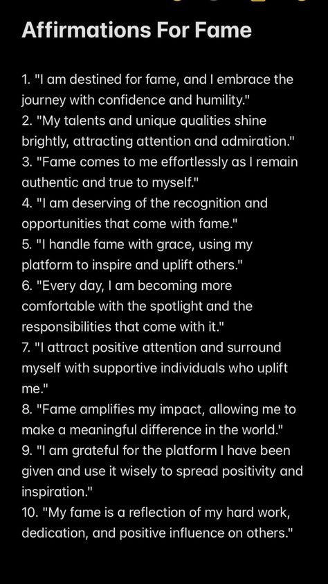 Money Affirmations Pinterest Board Affirmations, Tiktok Fame Affirmations, Manifest A Celebrity, Becoming Famous Aesthetic, How To Manifest Fame, Fame Affirmations Law Of Attraction, I Am A Celebrity Affirmation, Fame Manifestation Affirmations, Manifestation Fame