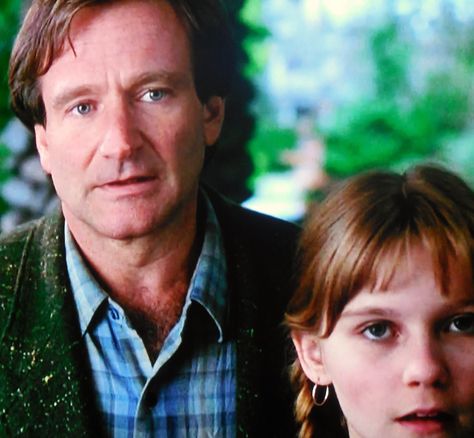 Robin Williams and Kirsten Dunst in JUMANJI (1995) Robin Williams Peter Pan, Jumanji Ruby Roundhouse, Kirsten Dunst Jumanji, Robin Williams Jumanji, Jumanji 1995, Robin Hood 2010 Movie, Robin Williams Movies Posters, Kirsten Dunst, Robin Williams